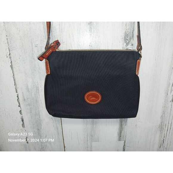 Dooney & Bourke Black Canvas Small Crossbody Leather Strap - Picture 1 of 7